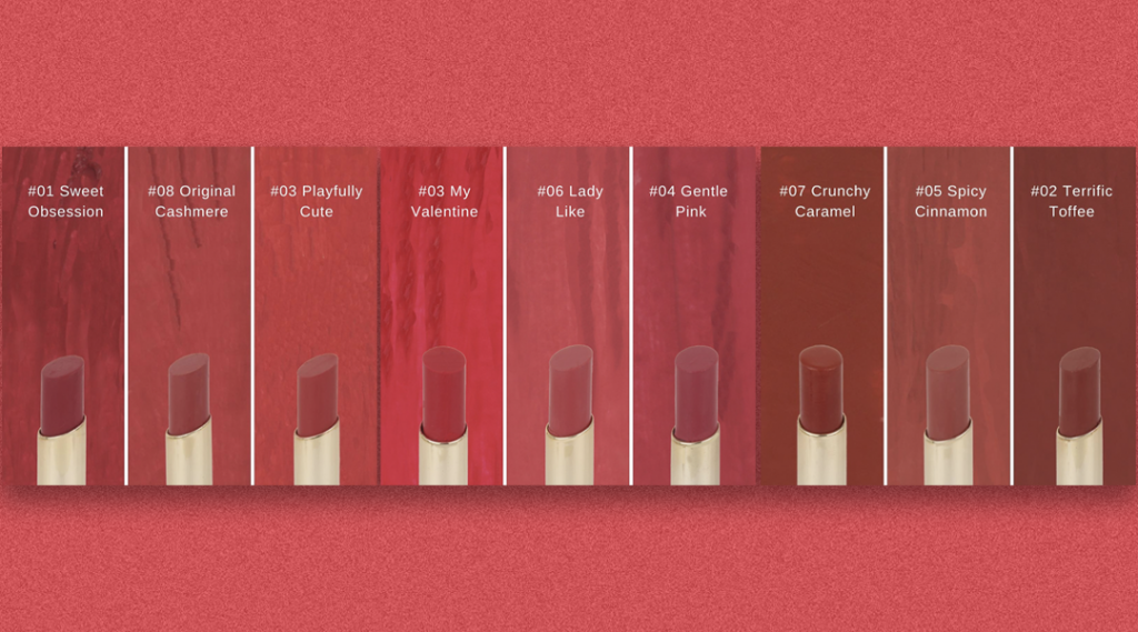 Nine shades of Echt Beauti velvet matte lipsticks